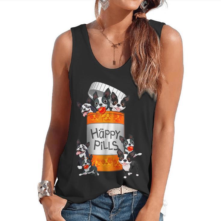 Boston Terrier Happy Pills T-Shirt Flowy Tank