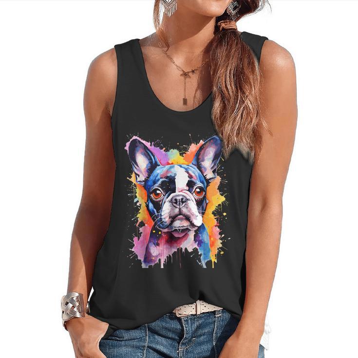 Boston Terrier Lover Pop Art Color Boston Terrier Dog For Men Women Girls Kids Flowy Tank