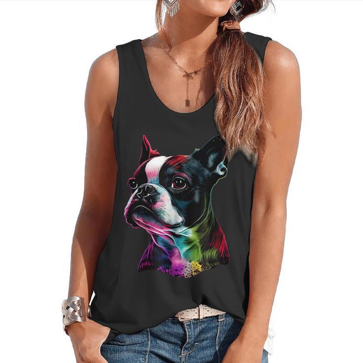Boston Terrier Lovers Colorful Pop Art Boston Terrier Flowy Tank