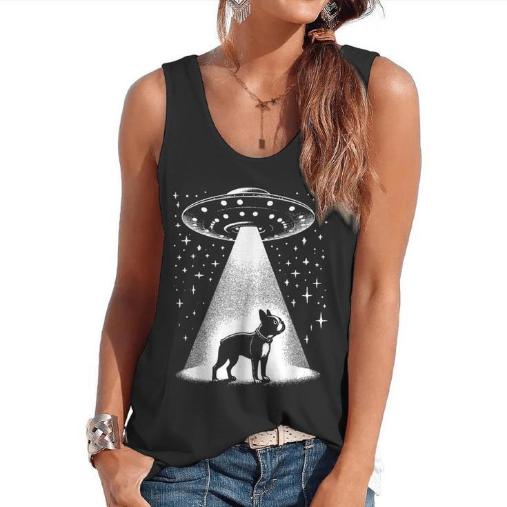 Boston Terrier Mom Dad Dog Alien UFO For Men Women Flowy Tank