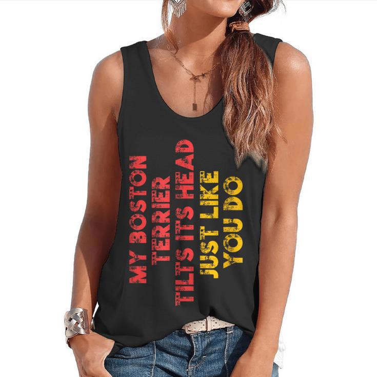 Boston Terrier Mom Dad Dog Lover Owner Women Men Flowy Tank