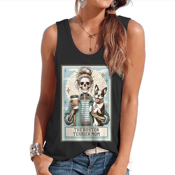 The Boston Terrier Mom Skeleton Spooky Season Halloween Flowy Tank