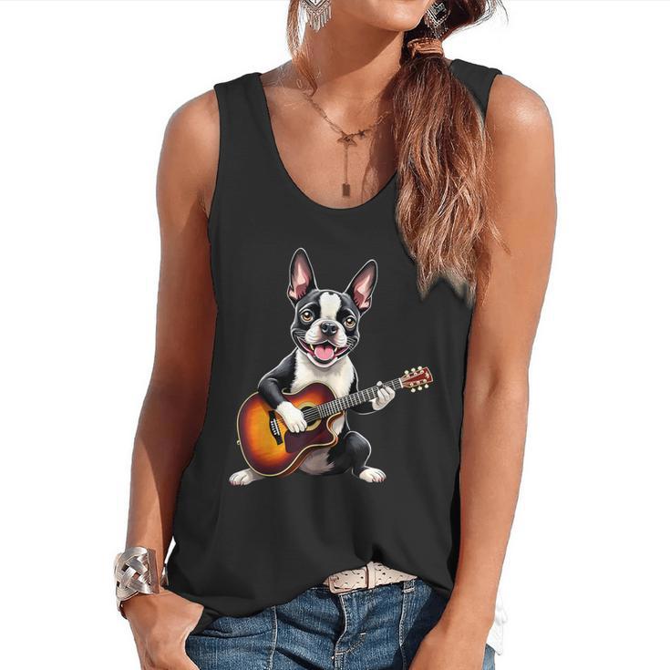 Boston Terrier Playing Guitar  Boston Terrier Flowy Tank
