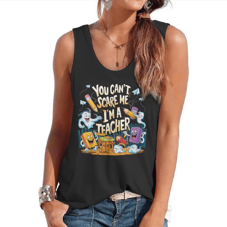 You Can't Scare Me I'm A Teacher Cool Math Teacher Halloween Flowy Tank