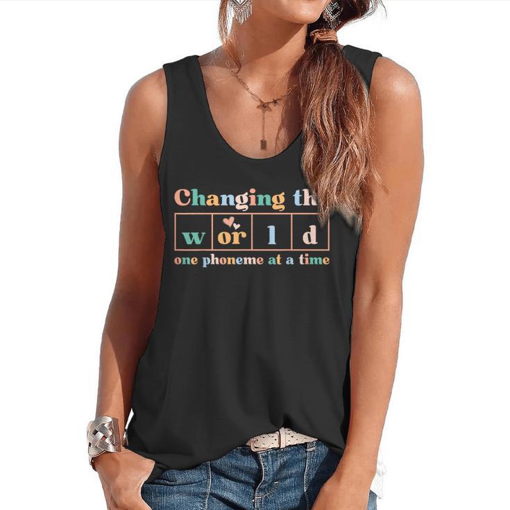 Changing The World Science Of Reading Women Men -Adults Dyslexia Teacher Flowy Tank
