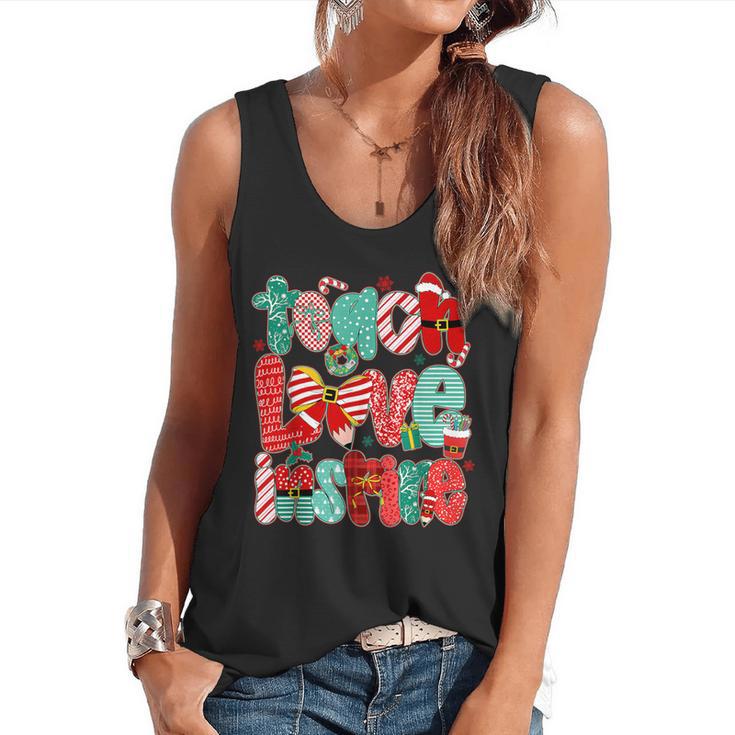 Christmas Coquette Bow Teacher Teach Love Inspire Flowy Tank