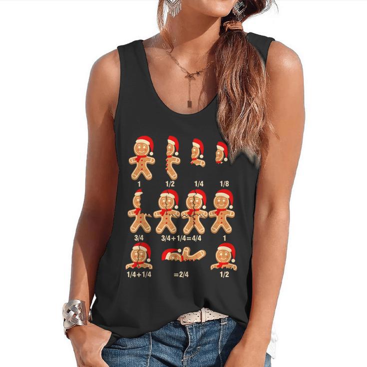 Christmas Math Teacher Equation Gingerbread With Santa Hat Men Women Flowy Tank