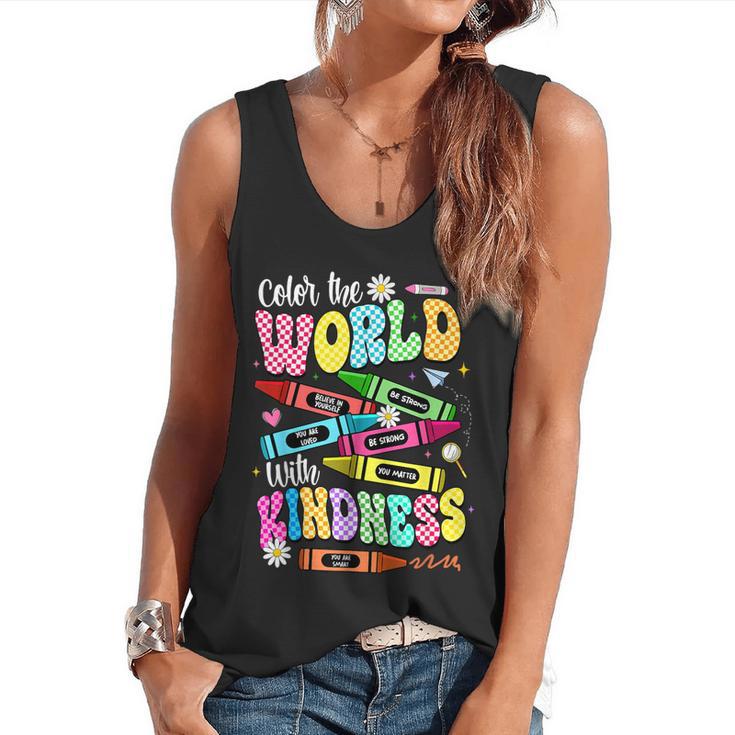 Color The World With Kindness Teacher Back To School Flowy Tank