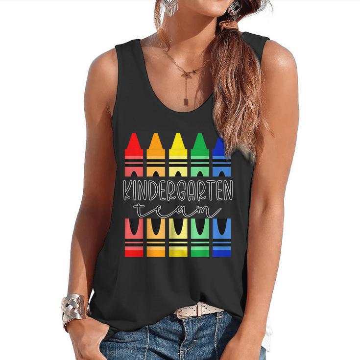 Colorful Crayon Kindergarten Team Tee For Teachers Students Men Women Kids Flowy Tank