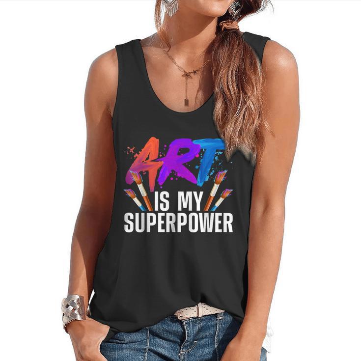 Cool Art For Men Women Art Teacher Artist Painter Superpower Flowy Tank