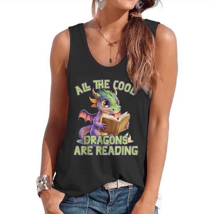 All The Cool Dragons Are Reading Dragon Teacher Flowy Tank