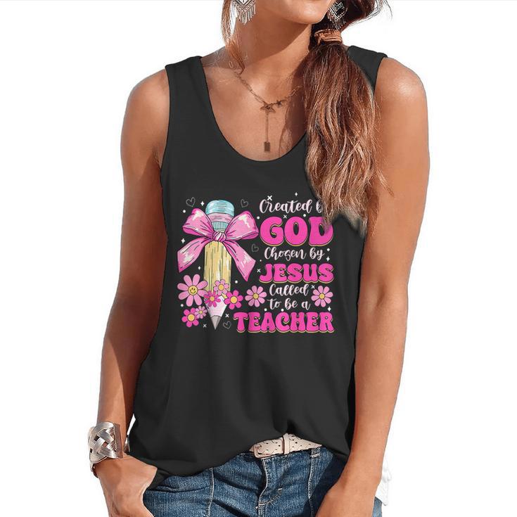 Created By God Called To Teacher Jesus Christian Teacher Flowy Tank