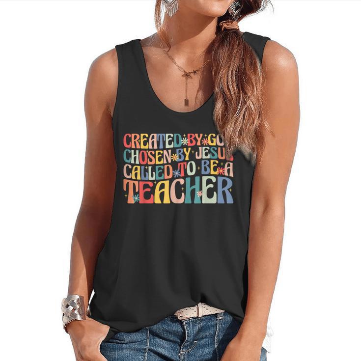 Created By God Chosen By Jesus Called To Be a Teacher Flowy Tank