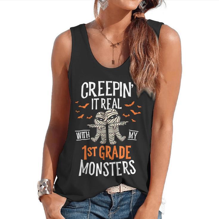 Creepin It Real With My 1st Grade Monsters Halloween Teacher Flowy Tank