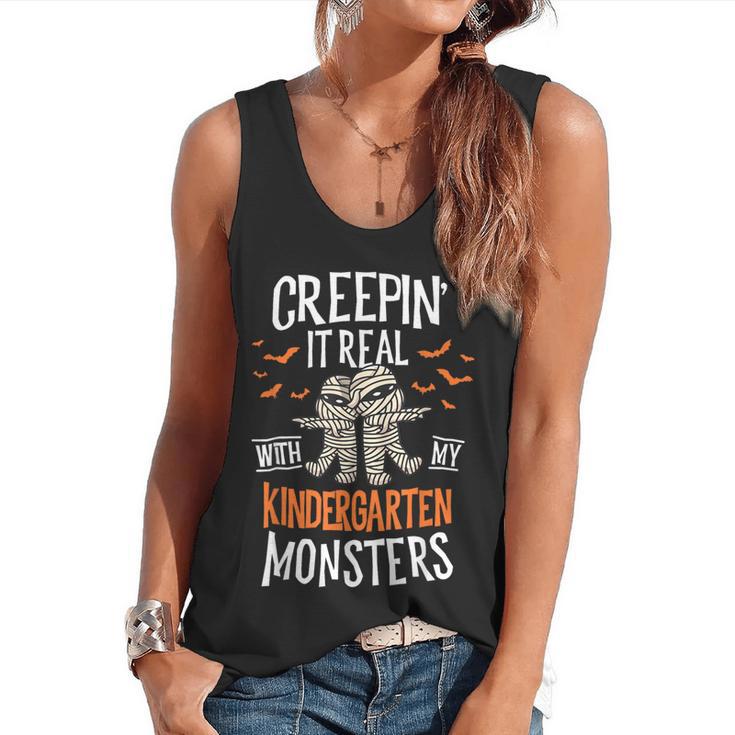 Creepin It Real Kindergarten Monsters Halloween Teacher Flowy Tank