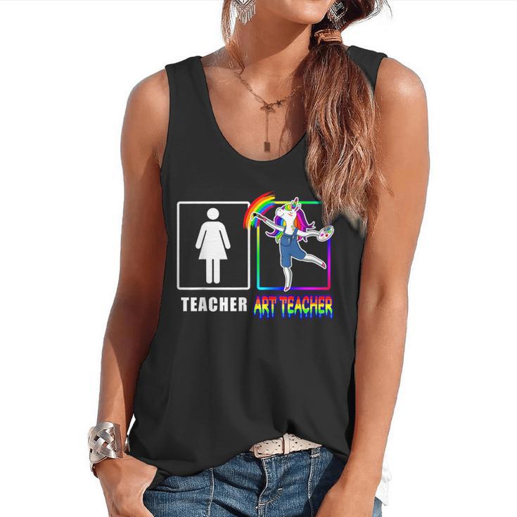 Cute Art Teacher Magical Dabbing Unicorn Artist Flowy Tank