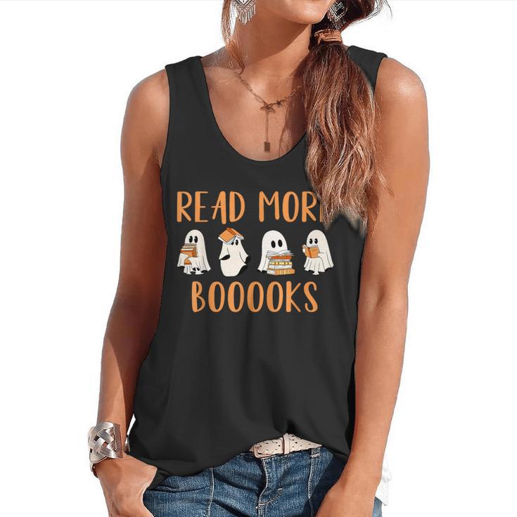 Cute Booooks Ghost Read More Books Teacher Halloween Flowy Tank