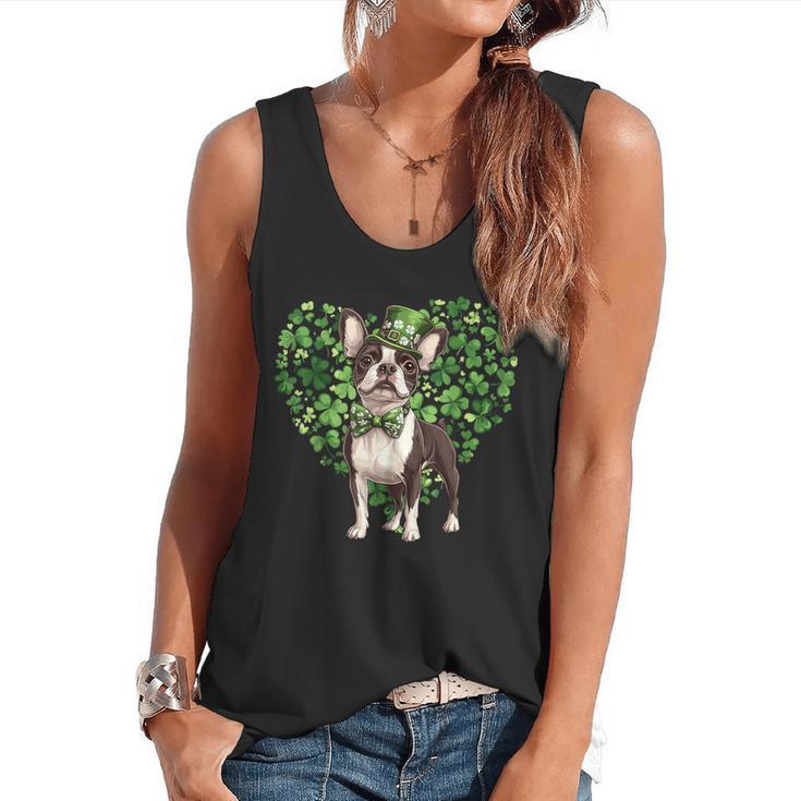 Cute Boston Terrier Shamrock St Patrick's Day Dog Lover Men Women Kids Flowy Tank