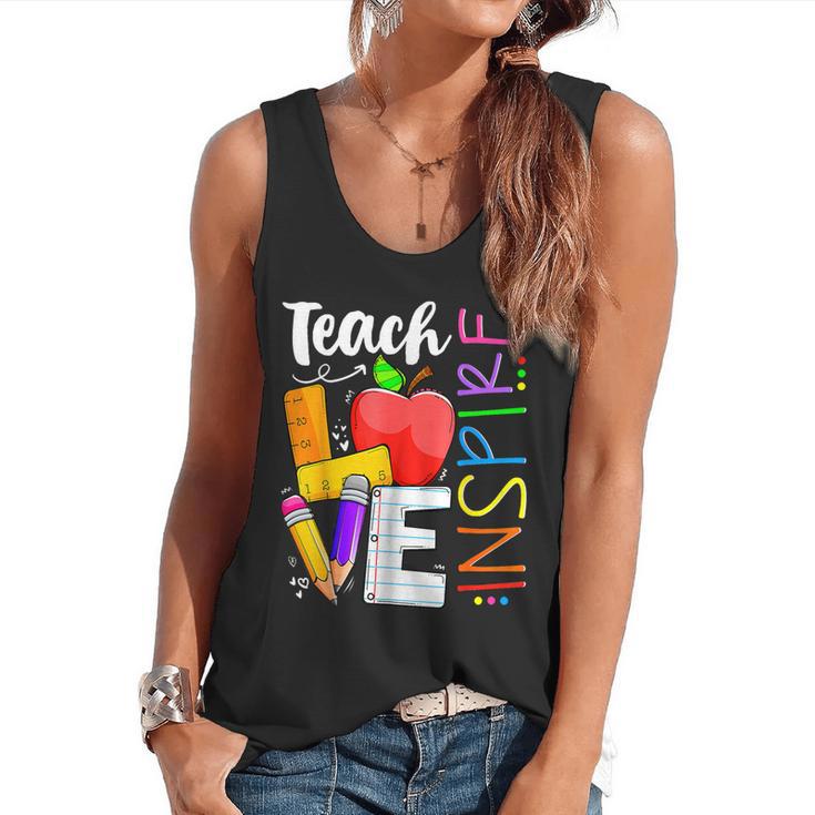 Cute Teach Love And Inspire Men Women Teacher Flowy Tank