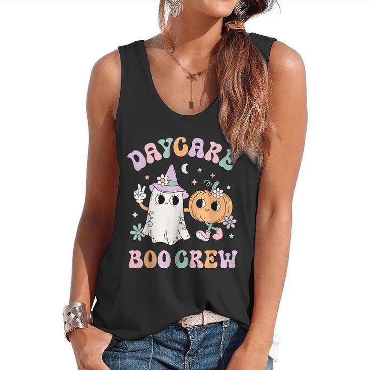 Daycare Boo Crew Groovy Halloween Floral Ghost Kid Teacher Flowy Tank