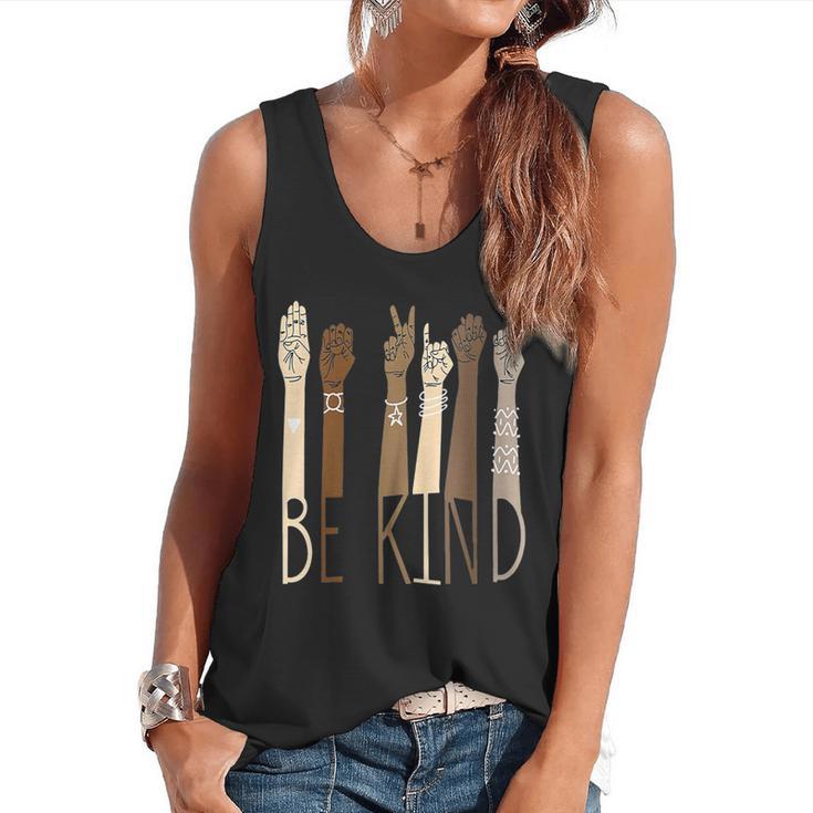 Deaf Be Kind Sign Language Hand Talking Teachers Interpreter Flowy Tank