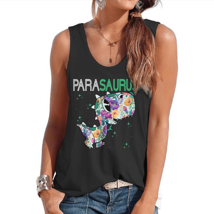 Dino Para Professional Teacher Collection T-Rex Dinosaur Paraeducator Assistant Teacher Flowy Tank