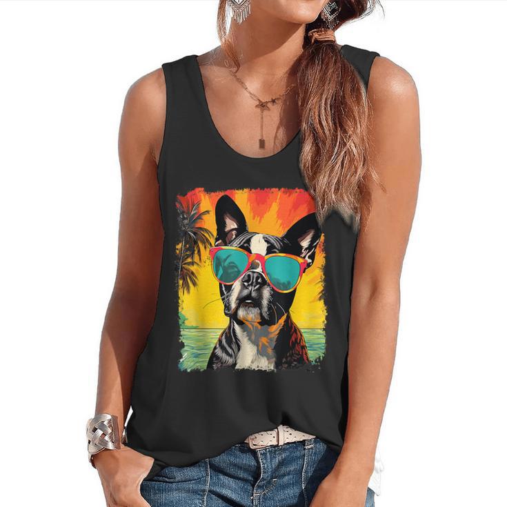 Dog Boston Terrier Hawaiian Flowy Tank