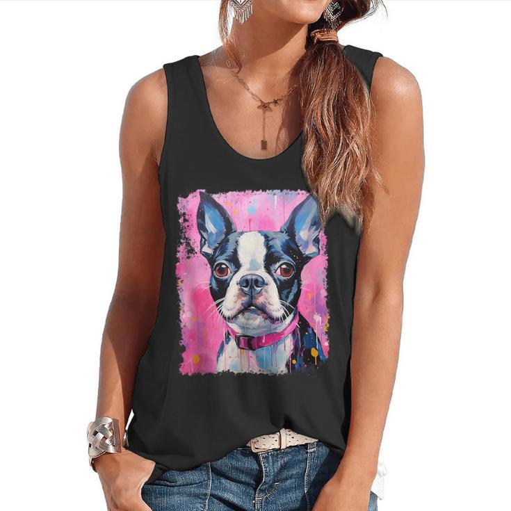 Dog Pink Boston Terrier Flowy Tank