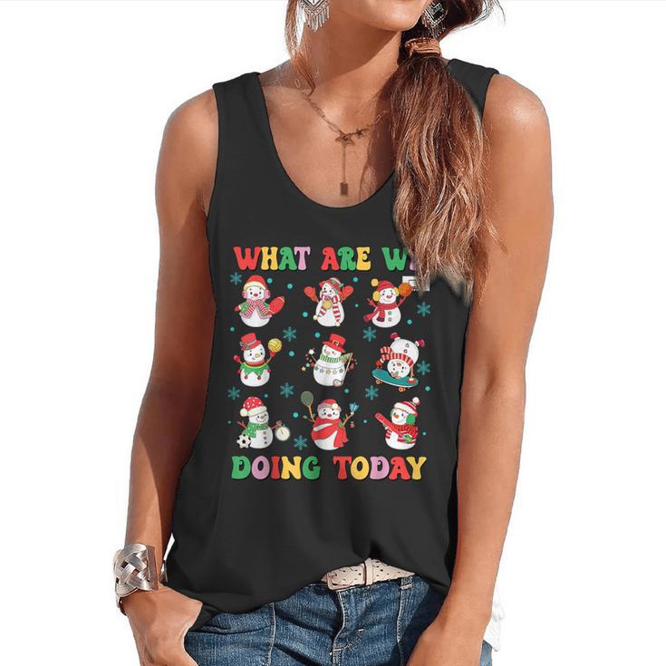 What Are We Doing Today PE Teacher Snowman Christmas Flowy Tank