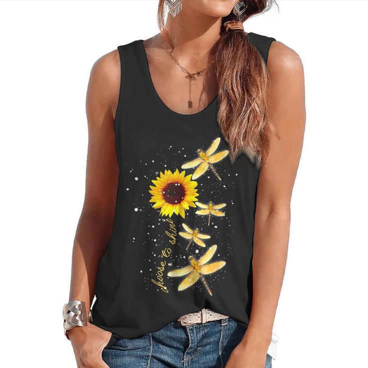 Dragonfly Sunflower Teacher Growth Mindset Choose To Shine Flowy Tank