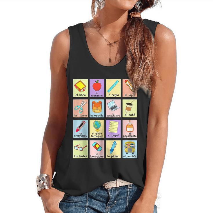 Dual Language Crew Bilingual Spanish Teacher Back To School For Men Women Flowy Tank