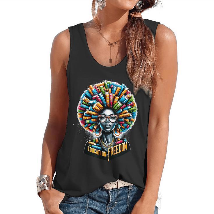 Education Is Freedom History Month Teacher Books Afro Flowy Tank
