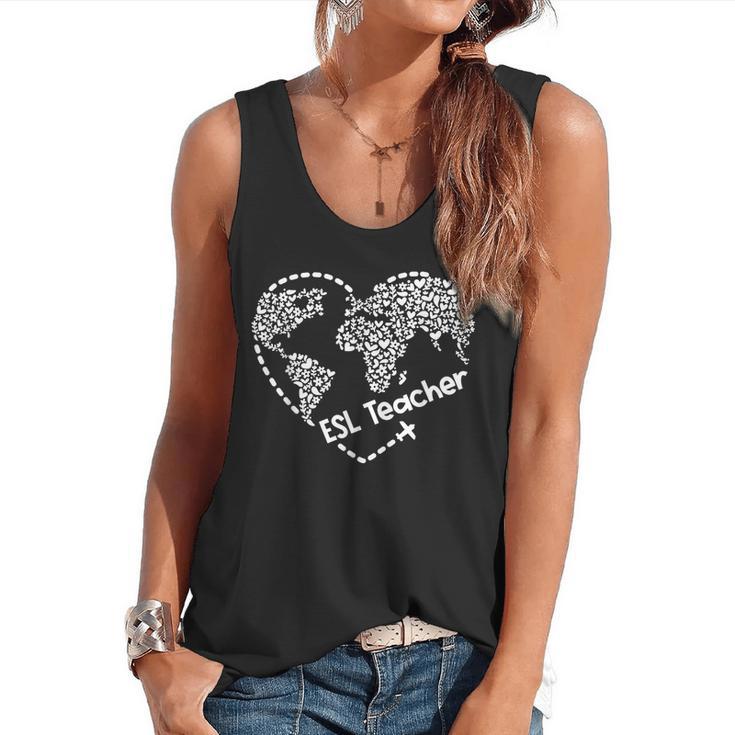 ESL Teacher ESOL Student Cute Heart Shape English Teacher Flowy Tank