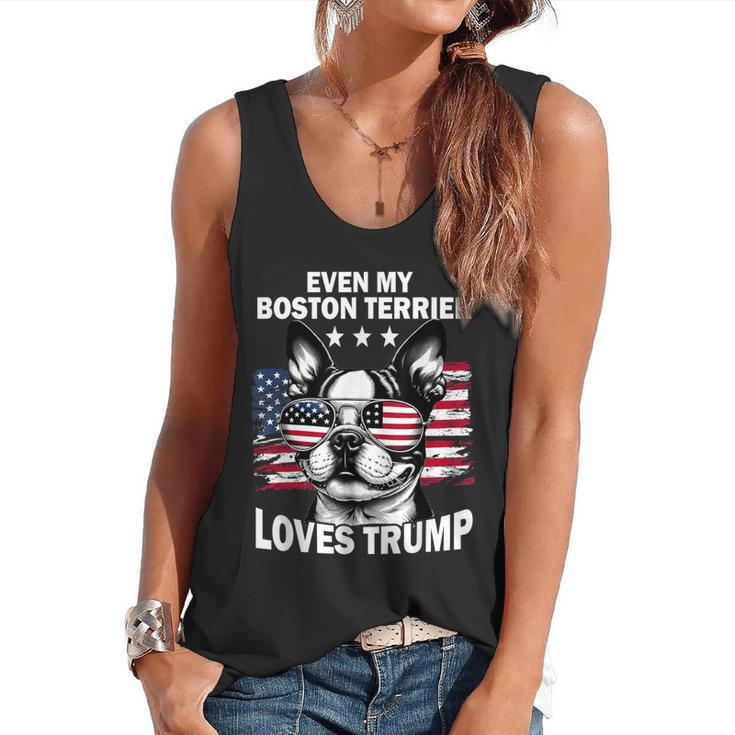 Even My Boston Terrier Loves Trump Trump Supporter Dog Lover Flowy Tank