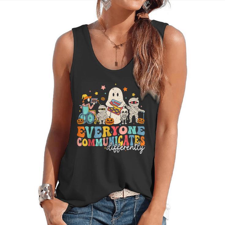 Everyone Communicates Differently Halloween SLP Sped Teacher Flowy Tank