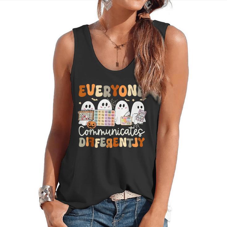 Everyone Communicates Differently Halloween Sped Teacher Flowy Tank