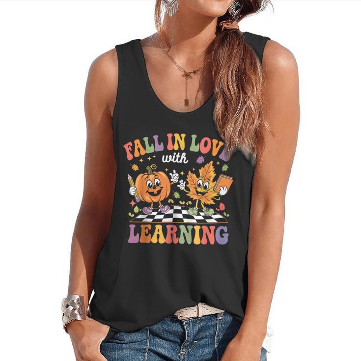 Fall In Love With Learning Autumn Fall Season Teacher Flowy Tank