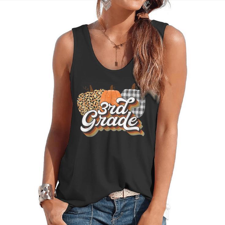 Fall Teacher Shirt 3rd Grade Teacher Retro Halloween Pumpkin Flowy Tank