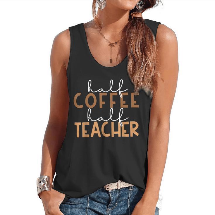 First Day Back To School Half Coffee Half Teacher Women Flowy Tank