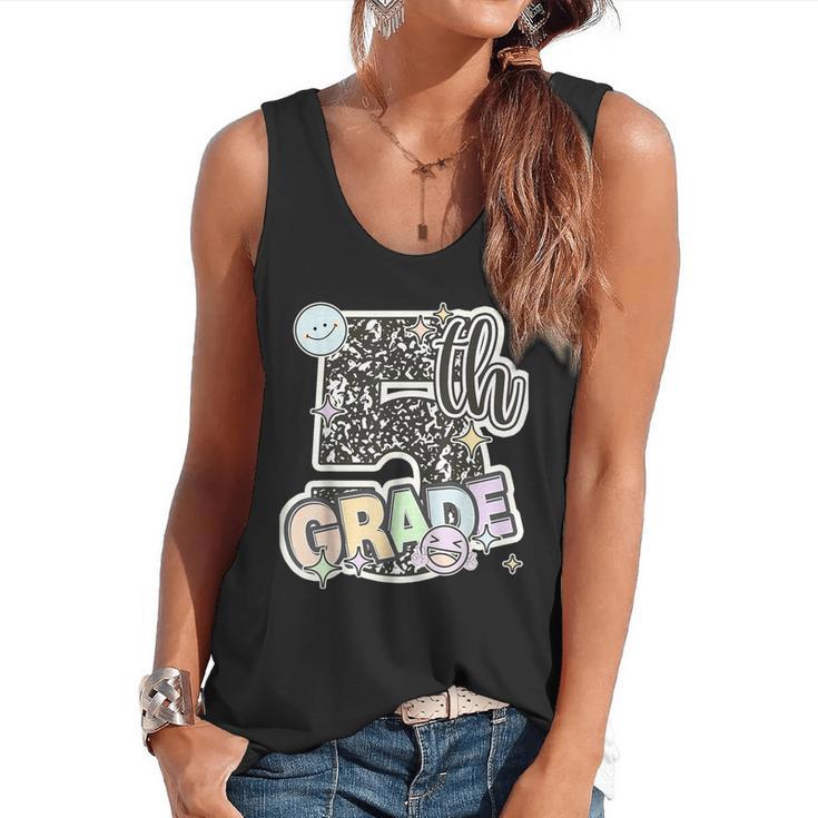 First Day Of Fifth Grade Composition Notebook Teacher Flowy Tank