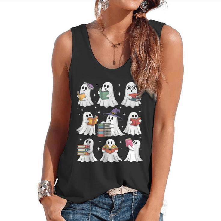 Ghost Reading Teacher Halloween Costume Librarian Book Lover Flowy Tank