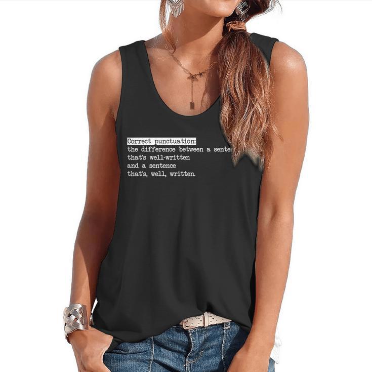 Grammar Teacher And Punny Punctuation Flowy Tank
