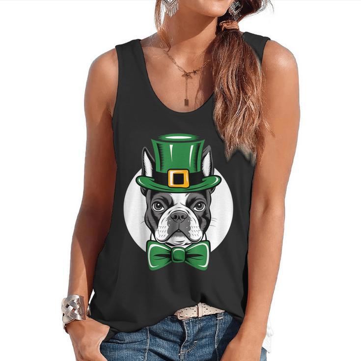 Green Boston Terrier Shamrock St Patricks Day Boston Terrier Flowy Tank