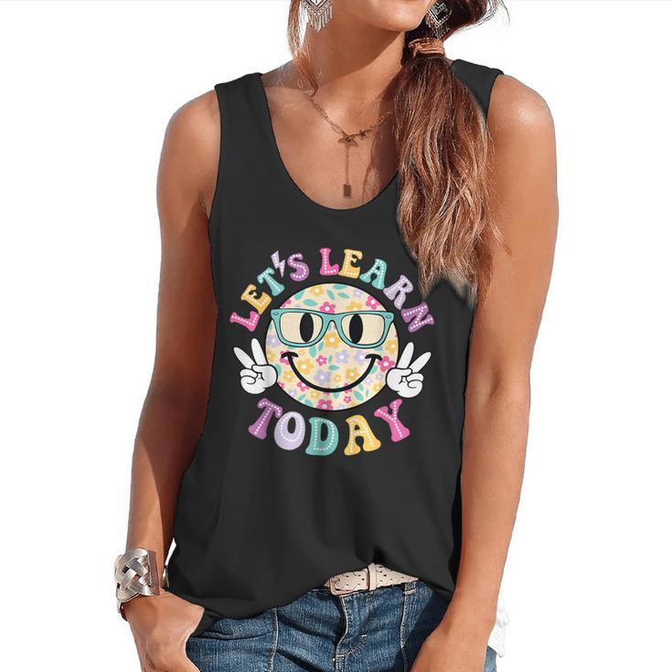 Groovy Retro Lets Learn Today Teacher Student Back To School Flowy Tank