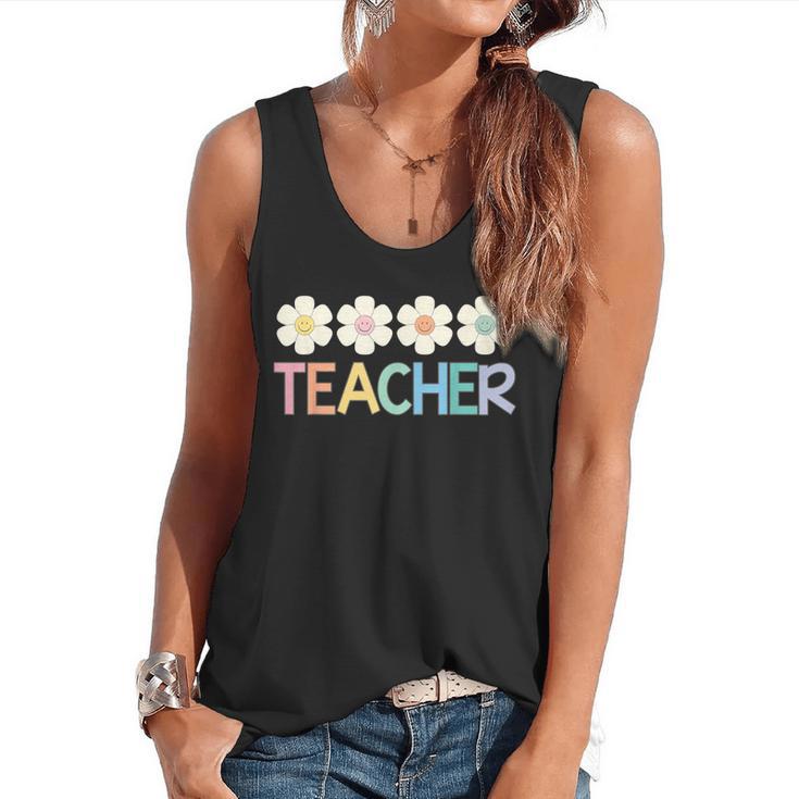 Groovy Teacher Cute Daisy Flower Retro Back To School Flowy Tank