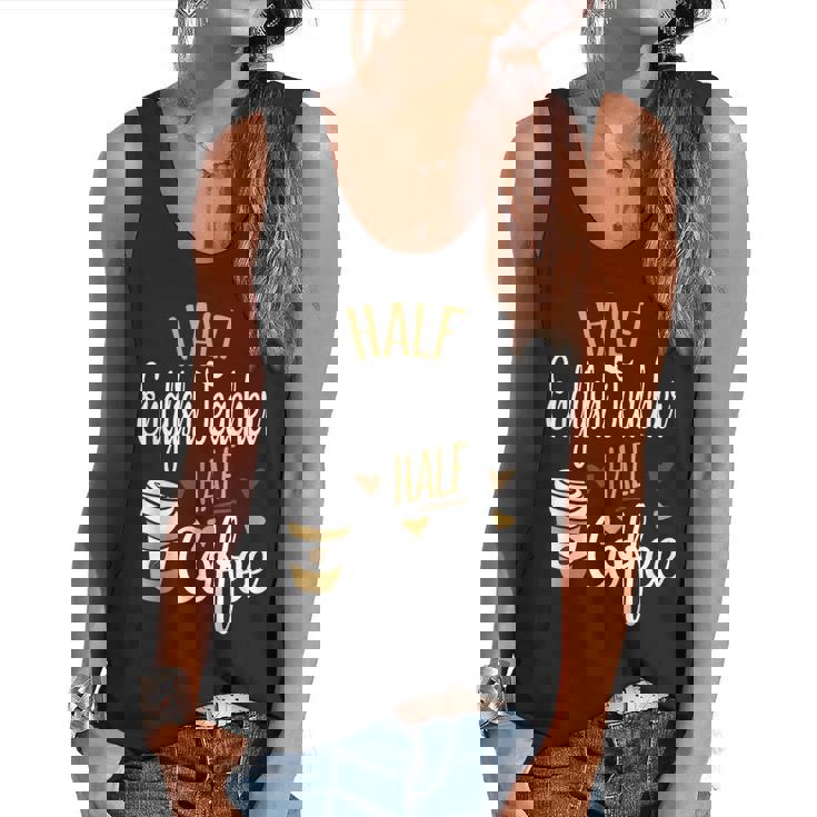 Half Coffee Half English Teacher English Teacher Men Women Flowy Tank