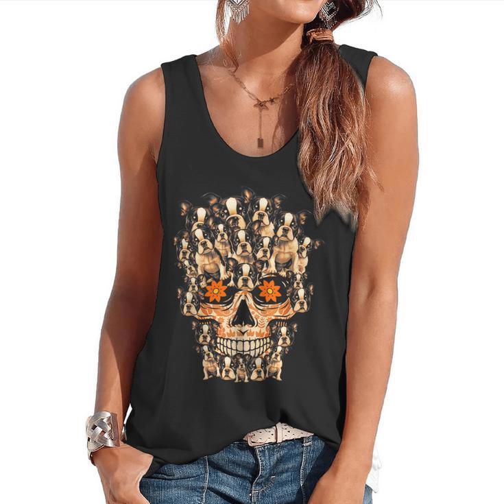 Halloween Costume Skull Boston Terrier Dog Lover For Men Women Kids Flowy Tank