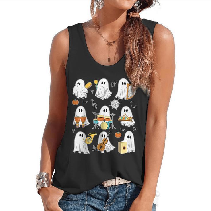Halloween Ghost Music Teacher Playing Instruments Flowy Tank