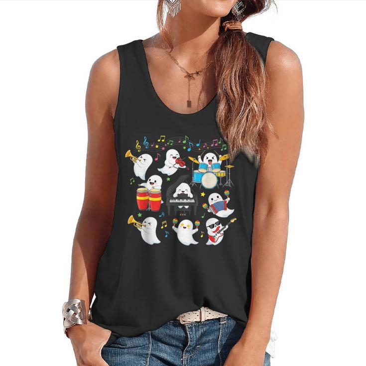 Halloween Music Teacher Ghost Playing Musical Instruments Flowy Tank