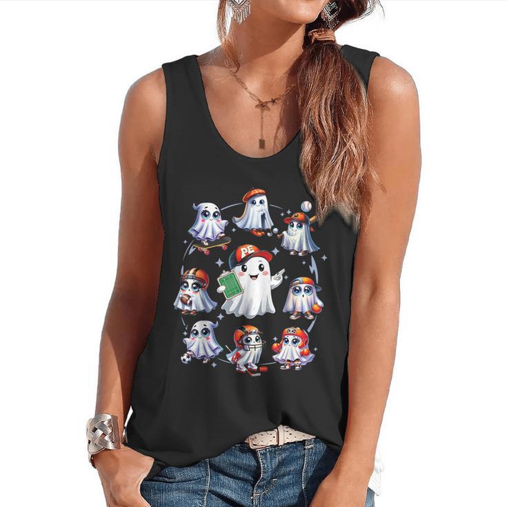 Halloween PE Teacher Ghost Playing Sports Physical Education Flowy Tank